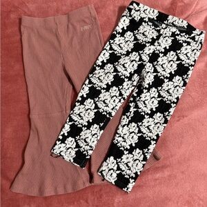 Juicy Couture Pink Ribbed and Black Floral Leggings